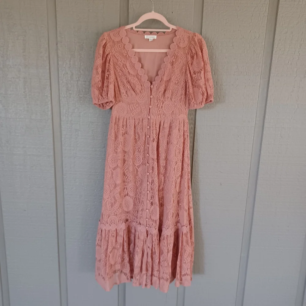 Blu Pepper Lace Short Sleeve Midi Dress Size S Women Feminine Wedding Guest